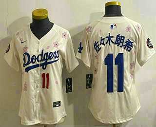 Women%27s Los Angeles Dodgers #11 Roki Sasaki Cream Japanese 2025 Tokyo Series Limited Jersey